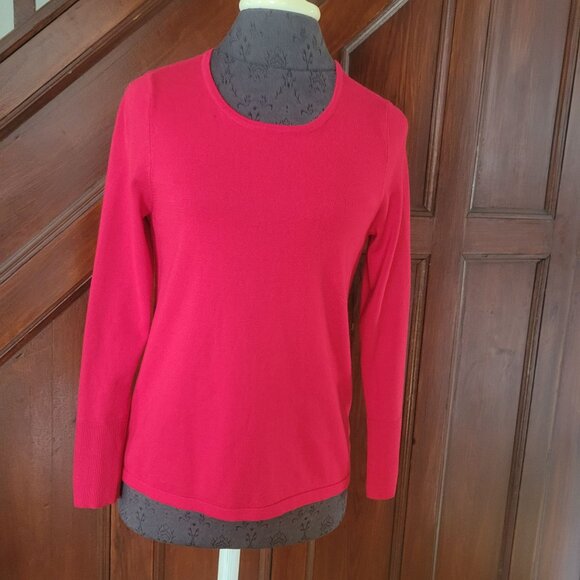 Chicos Red Long Sleeve Button Cuff Sweater Petite P Rayon/Polyester Womens Casua - Picture 2 of 5